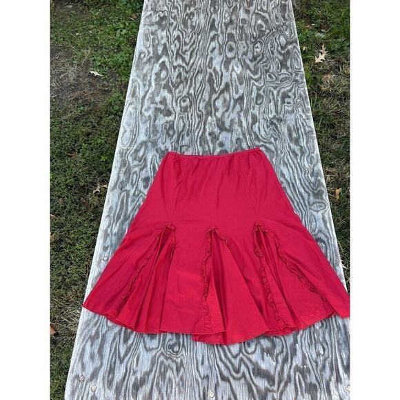 Allison Taylor Womens Skirt Sz Medium Dark‎ Red Flair Fairy Ruffled Fall Spring - Picture 6 of 6